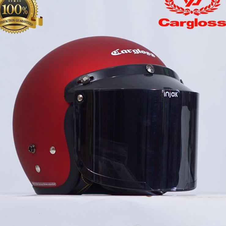 Banyak Dipakai.. Helm Cargloss Deep Red Met Doff Bogo Retro Helm Half Face Original Cargloss Free Vi