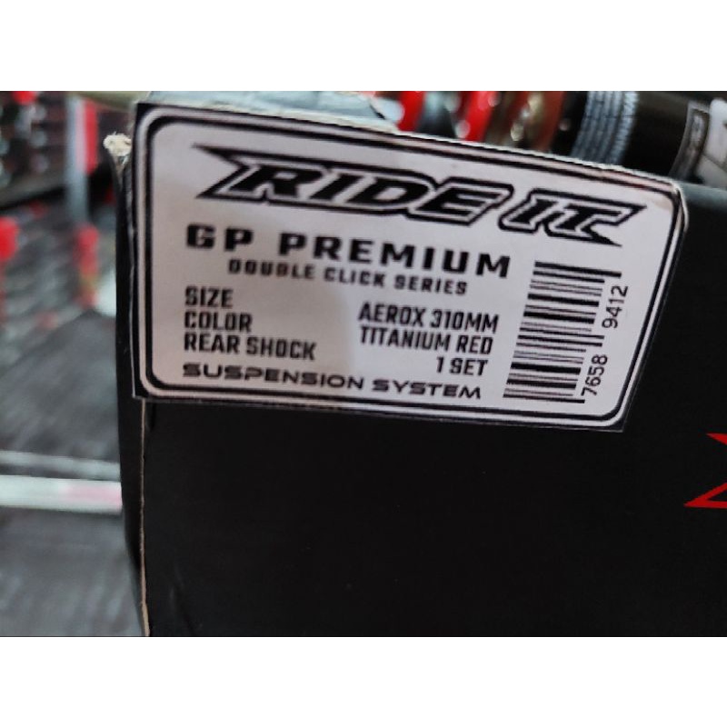 Shockbreker SHOCK Ride it GP Premium Tabung PCX 160 New,  Nmax Old , Aerox New , GP Ride it Premium 299 Double Klik  UK 310 dan 330 mm