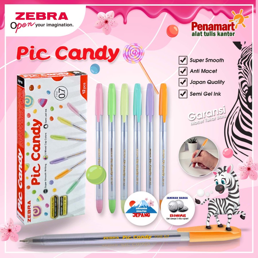 

Pulpen/ Bolpen/ Pen Pic Candy Fine 0.7 Semi Gel ZEBRA (P1008)