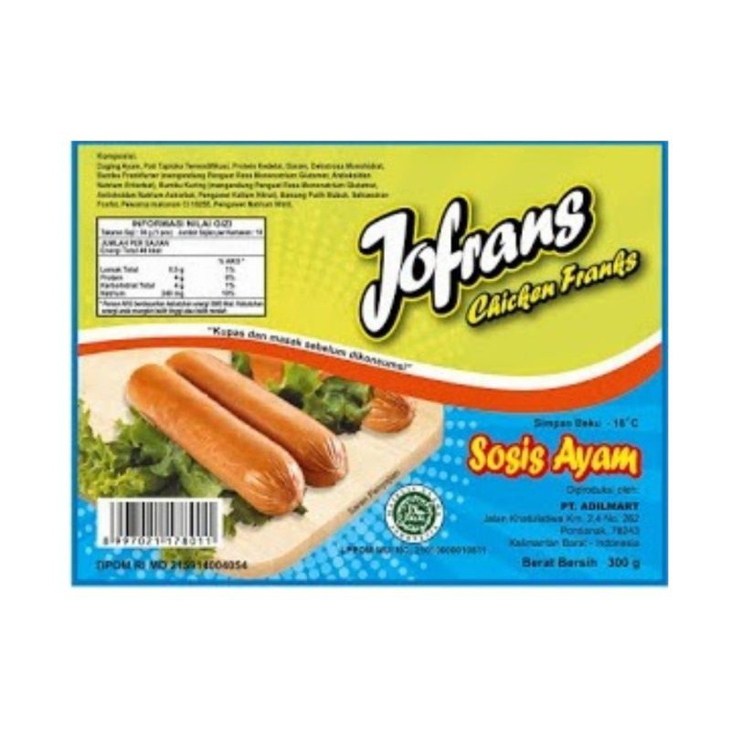 JOFRANS CHICKEN SAUSAGE / SOSIS AYAM 300 GRAM / FROZEN FOOD