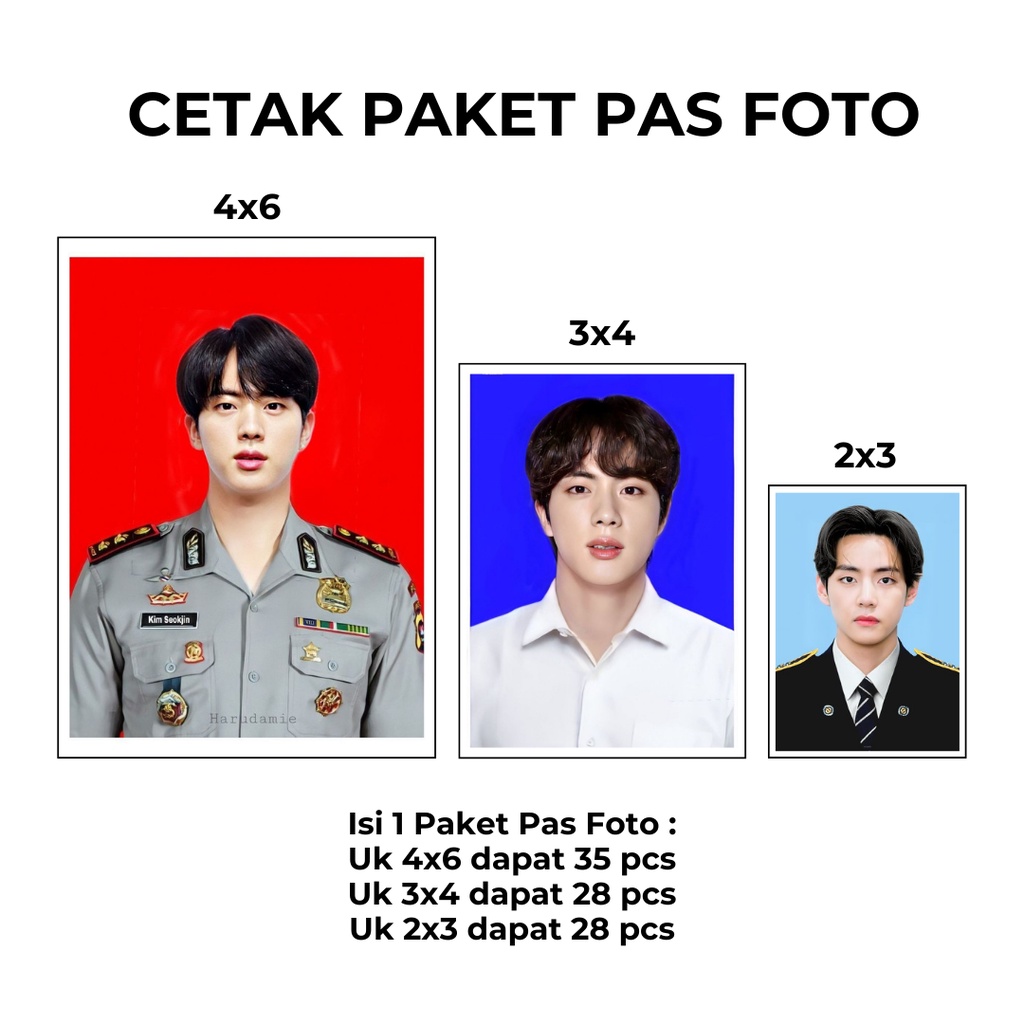Custom Cetak Paket Pas Foto Murah 4x6-3x4-2x3 cm