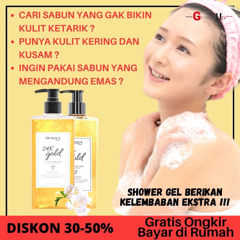 Sabun Mandi Cair - Pelembab Kulit Kering BIOAQUA 24K Gold Body Wash 400ml Shower Gel Perawatan Tubuh