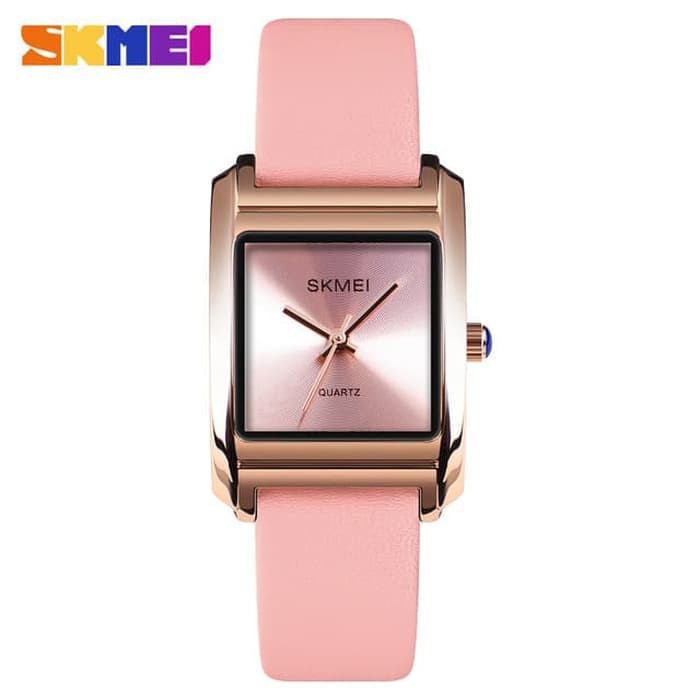 Jam Cewek Murah Jam Tangan Wanita Cewek SKMEI Original Tali Kulit 1432 Anti Air Pink