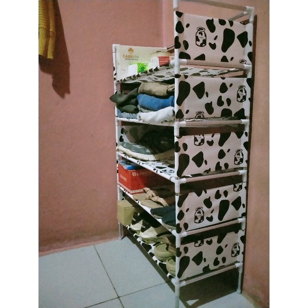 COD Rak Sepatu 5 Susun / Tempat Sepatu Sendal 5 Tingkat Portable Shoes Rack Rangka Besi Kuat murah