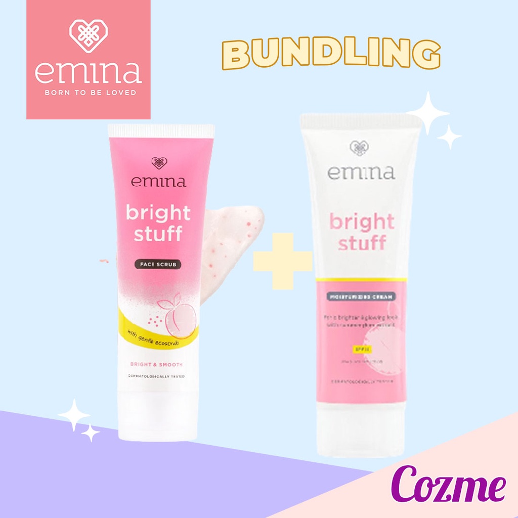 EMINA Bright Stuff Bundle Face Scrub dan Moisturizing Cream