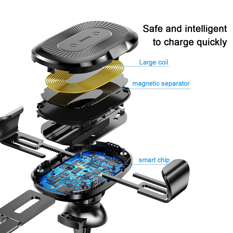 Baseus Car Holder Qi Wireless Charger - Black