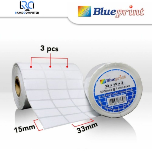 Sticker label Barcode 33x15 mm 3 Line Semi Coated BLUEPRINT isi 5000Pcs