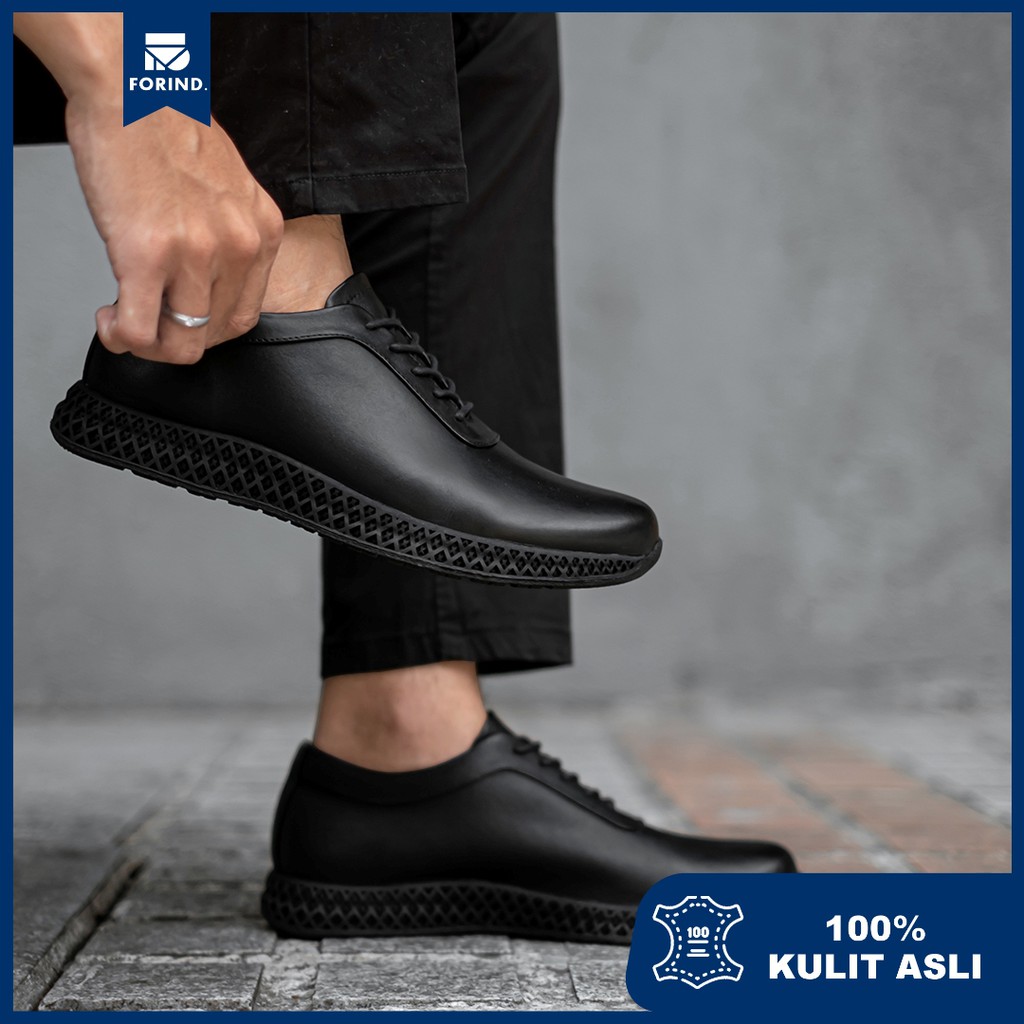 Neil Black | Sepatu Kulit Asli Pantofel Casual Pria Cowok Derby Oxford Original | FORIND x Kenzio