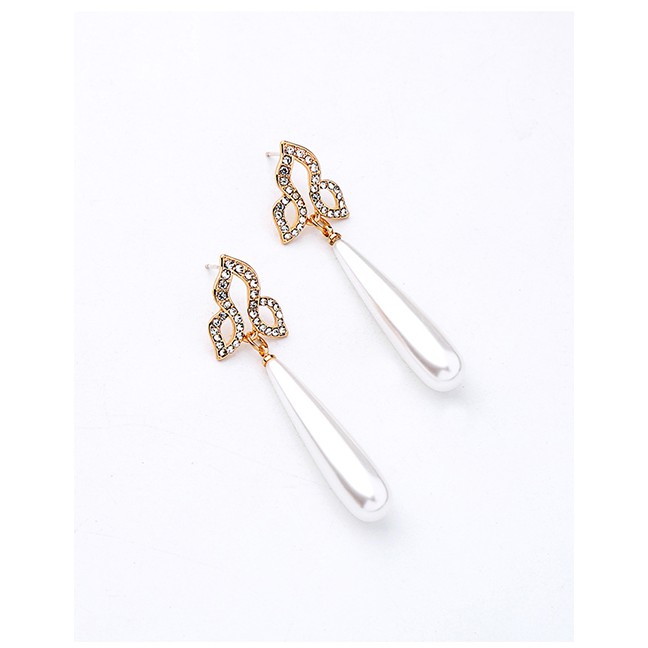 LRC Anting Tusuk Fashion Gold S925 Silver Needle Drop Hollow Flower Earrings F78302