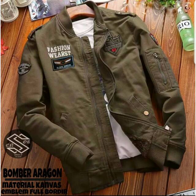 jaket bomber aragon army / jaket original / jaket full canvas