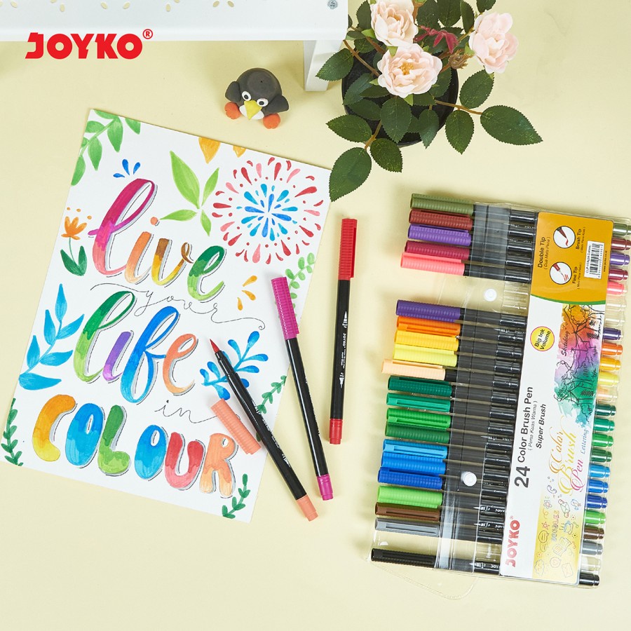 

RB Super Brush Pen Joyko CLP-13 ( 12 Colors ) & CLP-13A ( 24 Colors ) - Double Tip ( Fine & Brush