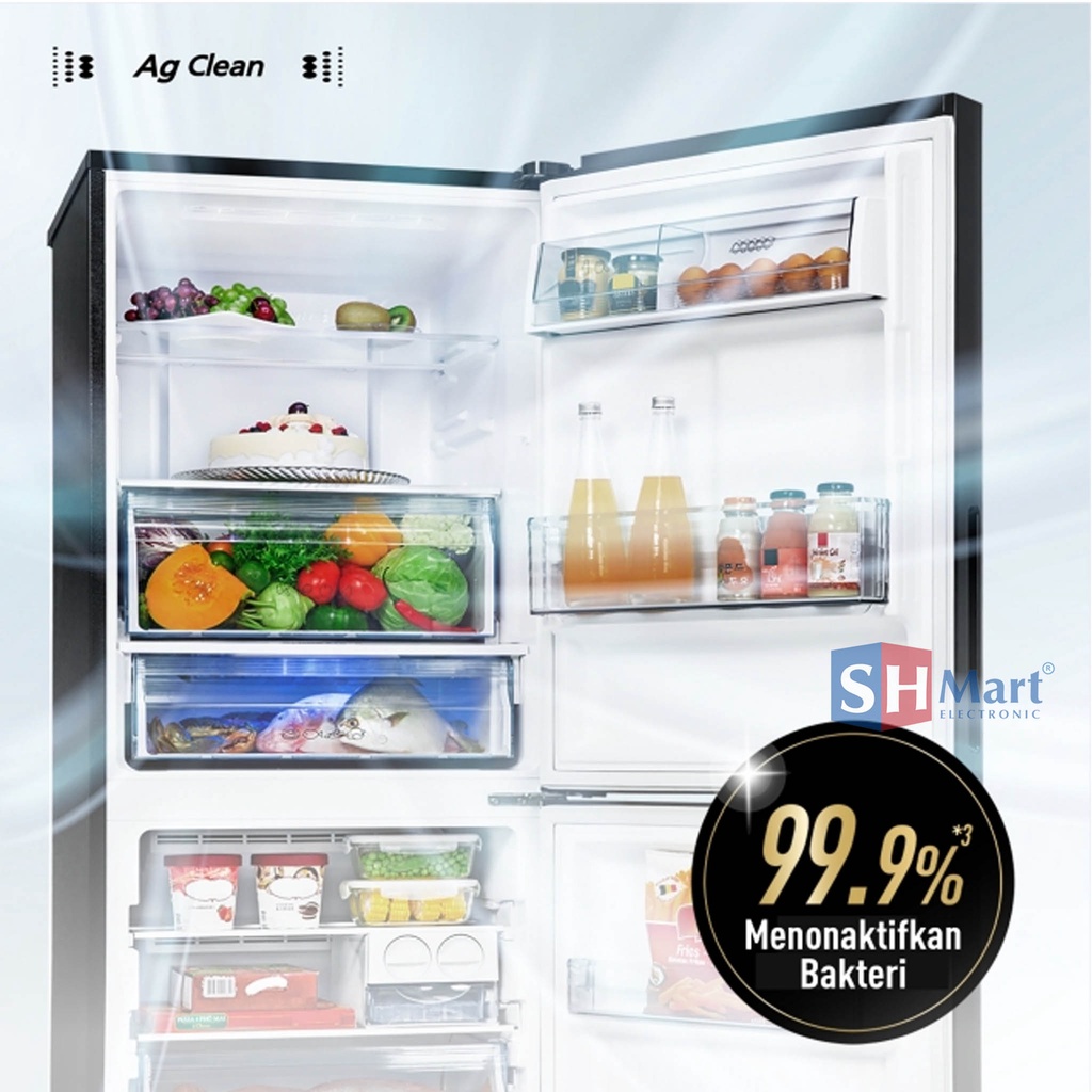 KULKAS PANASONIC BOTTOM FREEZER NR-BV360GK1D GLASS DOOR INVERTER PRIME FRESH GARANSI RESMI (MEDAN)