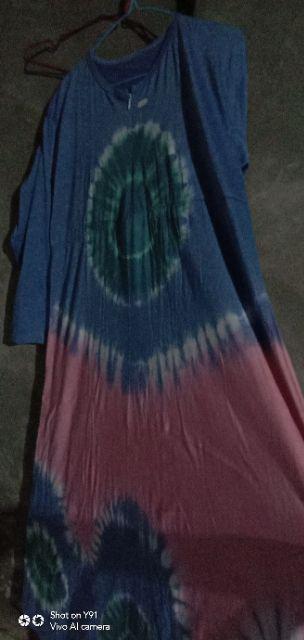 Pilih Warna Kanaya Gamis Kaos Pelangi Tiedye Batik Payung Jumbo Syari Katun Adem