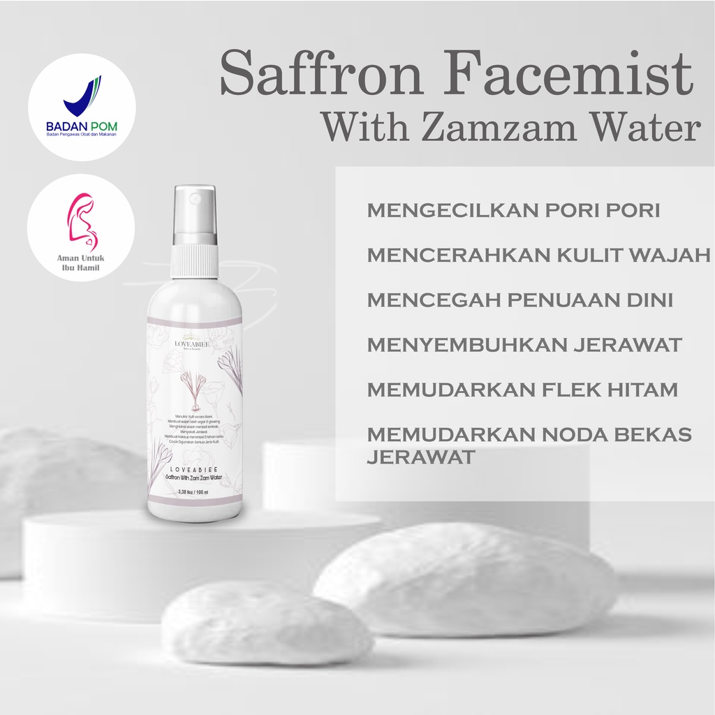 FACE MIST SAFFRON &amp; TONER SAFFRON WITH AIR ZAMZAM / ZAMZAM WATER 100ml BY LOVEABIEE MENGECILKAN PORI