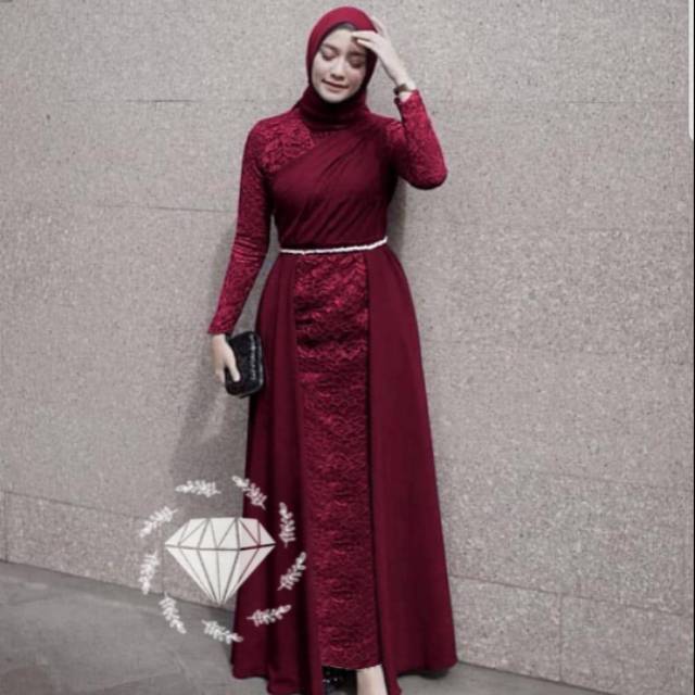MAXI LHAKSANA / GAMIS BRUKAT / GAUN UNDANGAN / GAUN KONDANGAN / MAXI FULL BRUKAT BUSUI - Setelan Dre