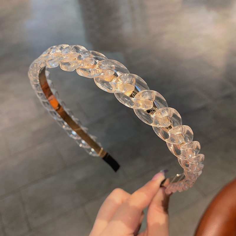 Headband Bahan Akrilik Model Rantai Kepang Untuk Wanita
