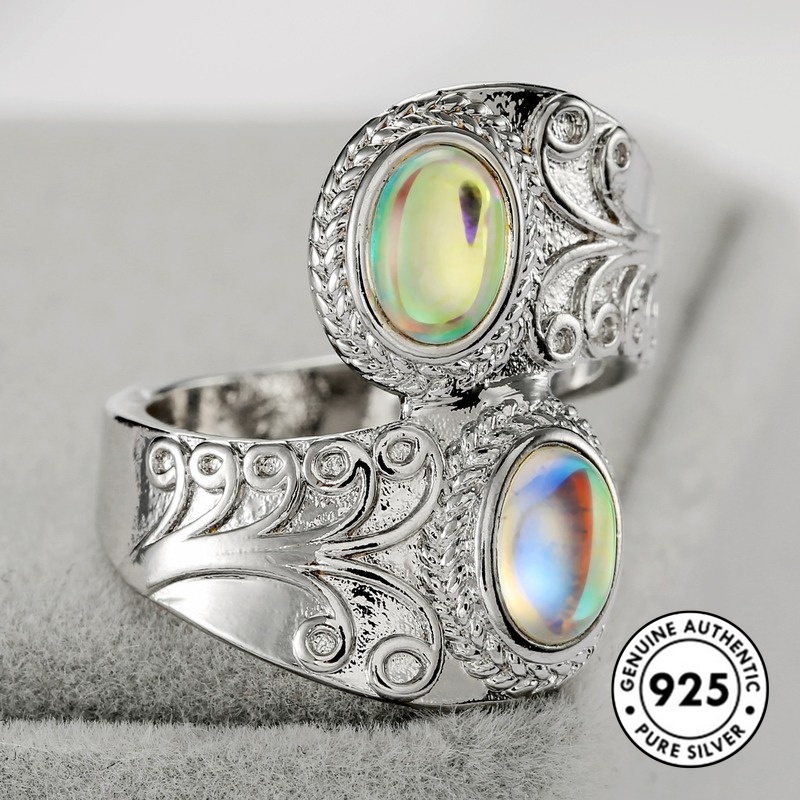 Cincin Sterling Silver 925 Dengan Batu Moonstone Untuk Wanita