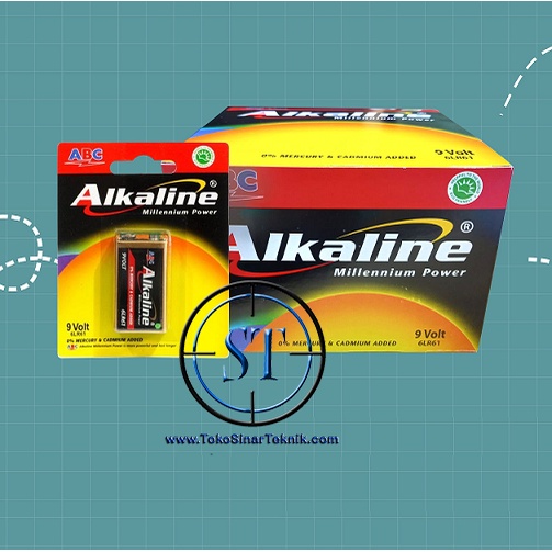 Battery ABC Alkaline 9V 6LR61 Baterai Battre Batre 9v Kotak Led Multimeter Batre Alkaline