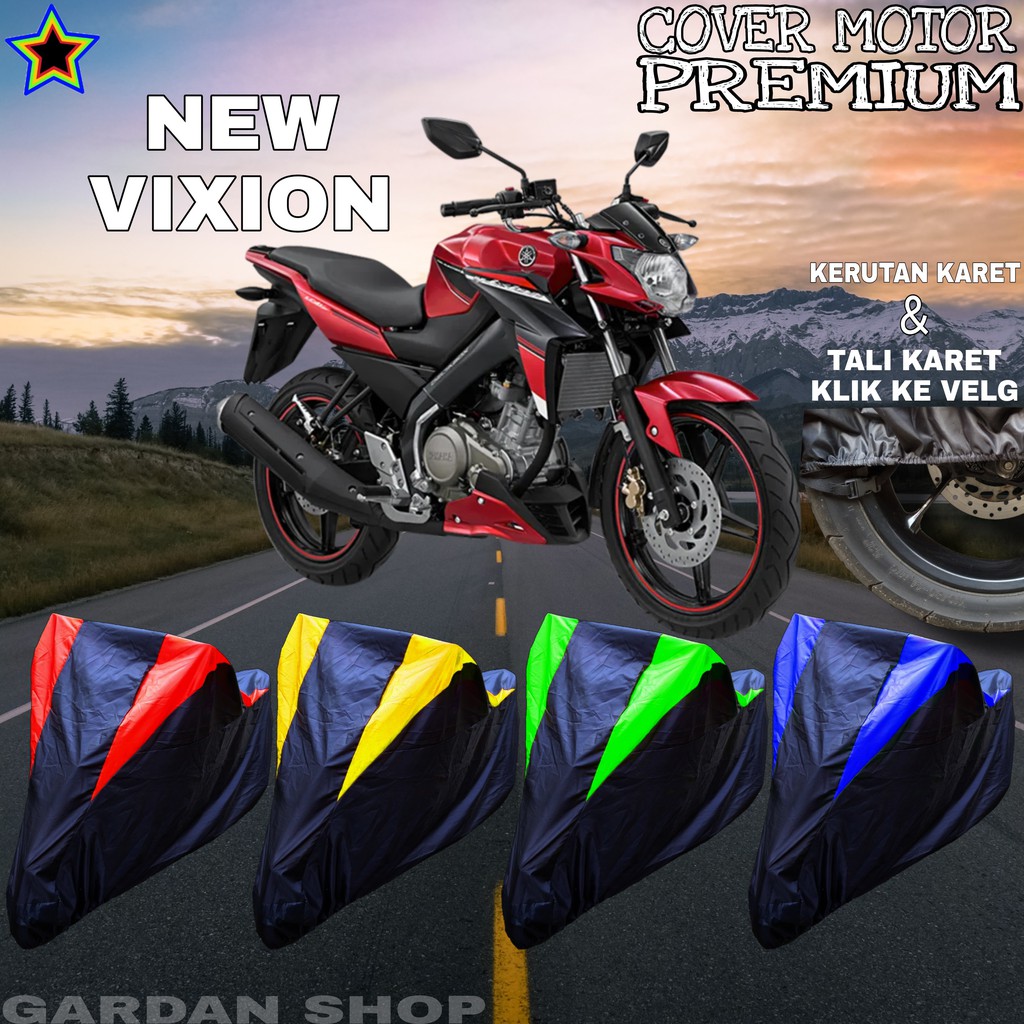 Sarung Motor NEW VIXION Hitam KOMBINASI Body Cover Penutup Pelindung Motor Vixion PREMIUM