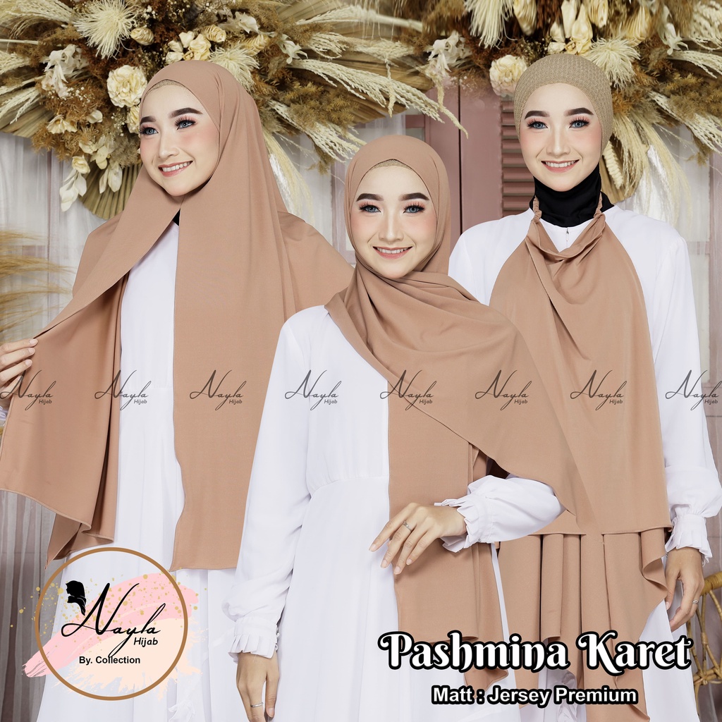 Pashmina Instan Karet Jersey Premium Hijab Instan Jersey Tali Karet Kerudung Pashmina Karet Nayla Hija'b