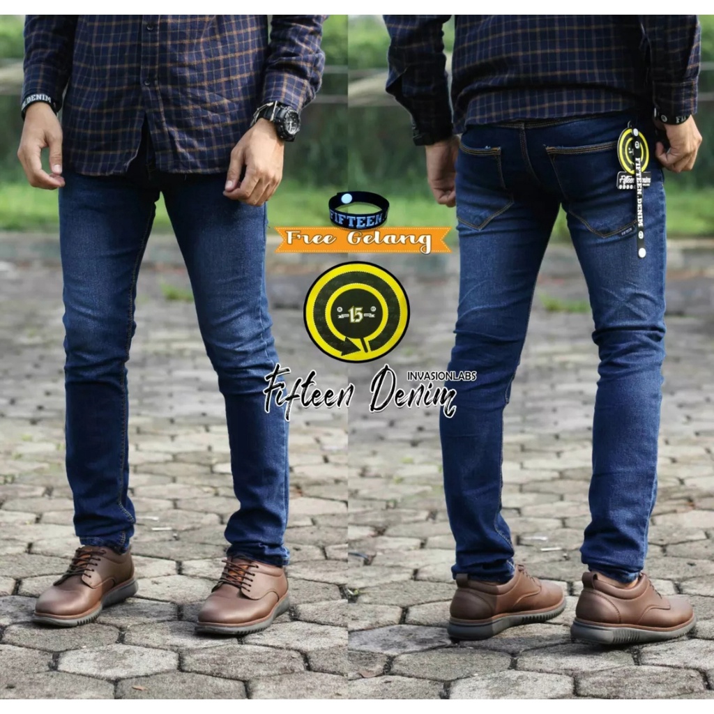 Celana Jeans Pria Lelaki Dewasa Hitam Pensil Slimfit Slim Fit Slimpit Slim Pit Skinny Stretch Street Setrit Strit Karet Melar / Levi/ Jins Panjang / Jens / Lepis / Sepan / Cowok / Cowo / Murah / Distro / Keren / Gaul / Item Polos/ FIFTEEN DENIM TERLARIS