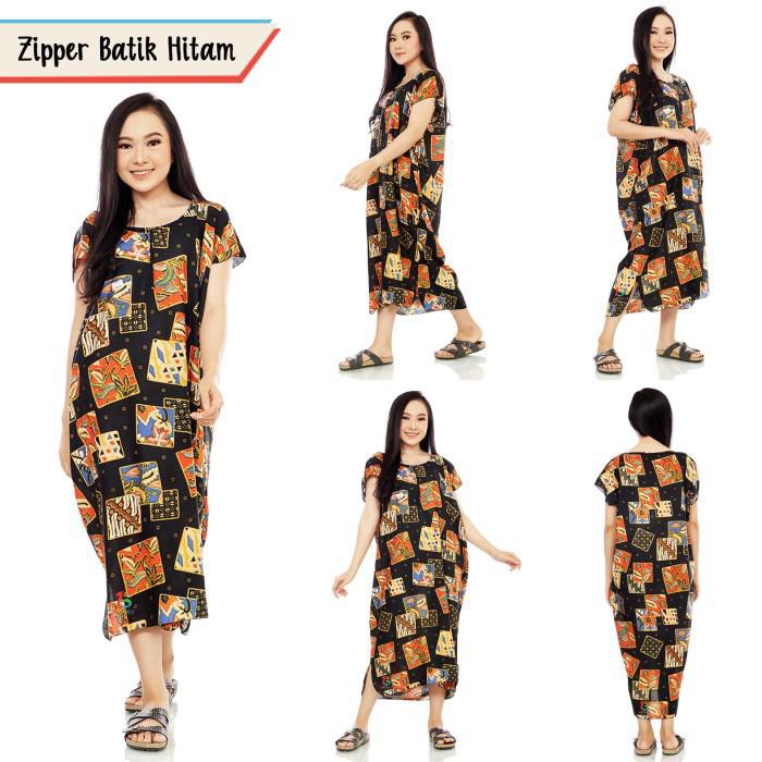 DASTER JUMBO ZIPPER BATIK HITAM/BAJU BESAR/DASTER HAMIL/BAJU BUSUI/