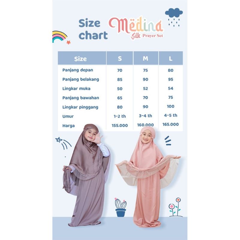 BELI BERDONASI (NWT) MUKENA MADINA SILK BBCKIDSWEAR (BACA DESKRIPSI)