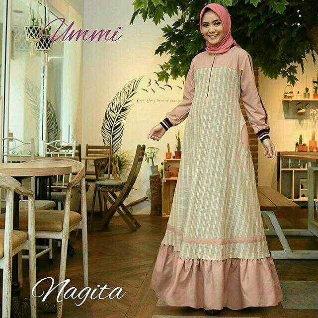 DRESS MUSLIM, baju wanita, baju gamis, dress, gamis, Baju gamis, fashion wanita, Nagita Dress Salur