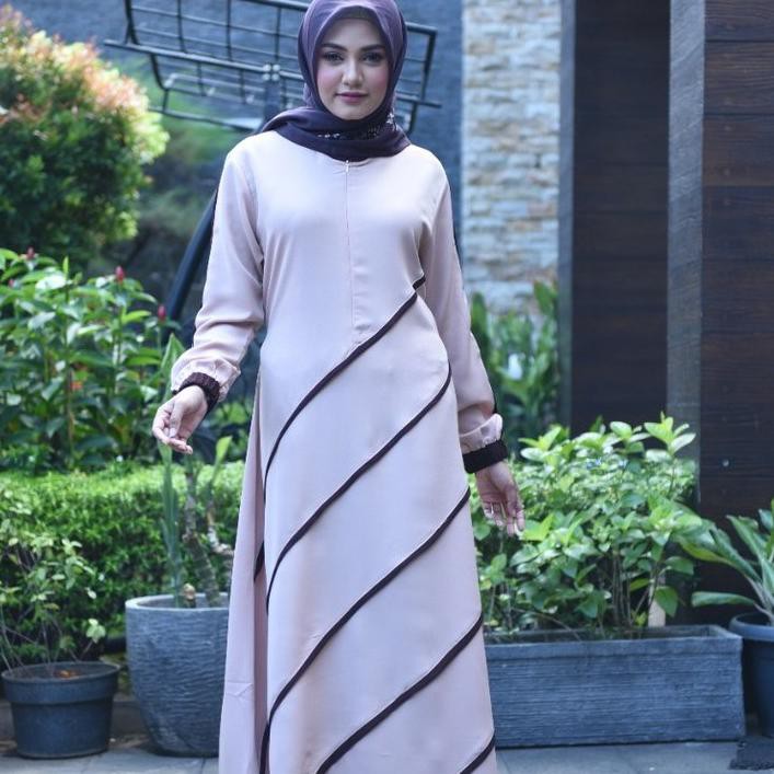 QAC Shabiyan Gamis Polos Harian Moscrepe Polos Kombinasi  Laris.