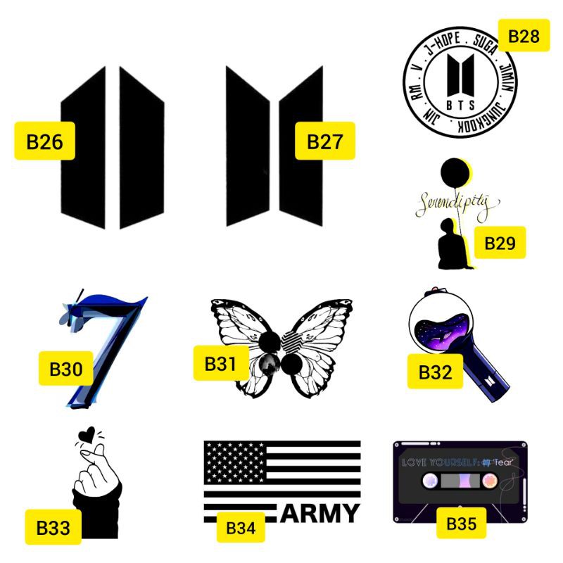 Stiker Tato BTS ARMY Tato temporer Namjoon Angka 7