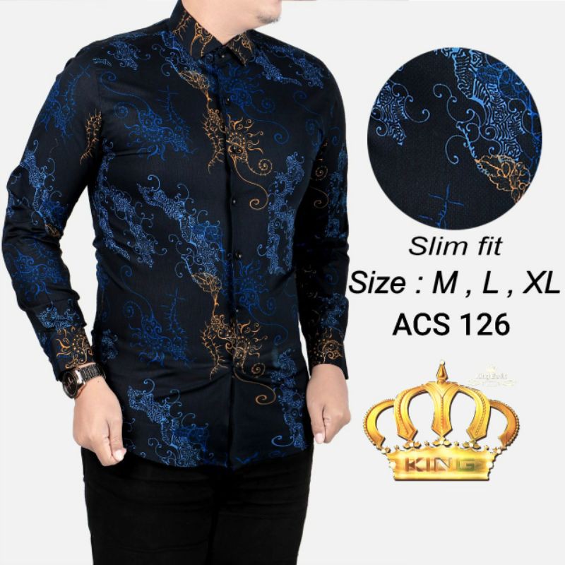 Terlaris Kemeja Batik Pria Slim Fit King Batik Acs 126 LRplxYHBBYzQ3K