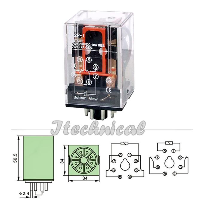 Relay Rellay Omron Mk2P-N Ac 220V / Mk2P-N Dc12V / Mk2P-N Dc24V 8 Kaki