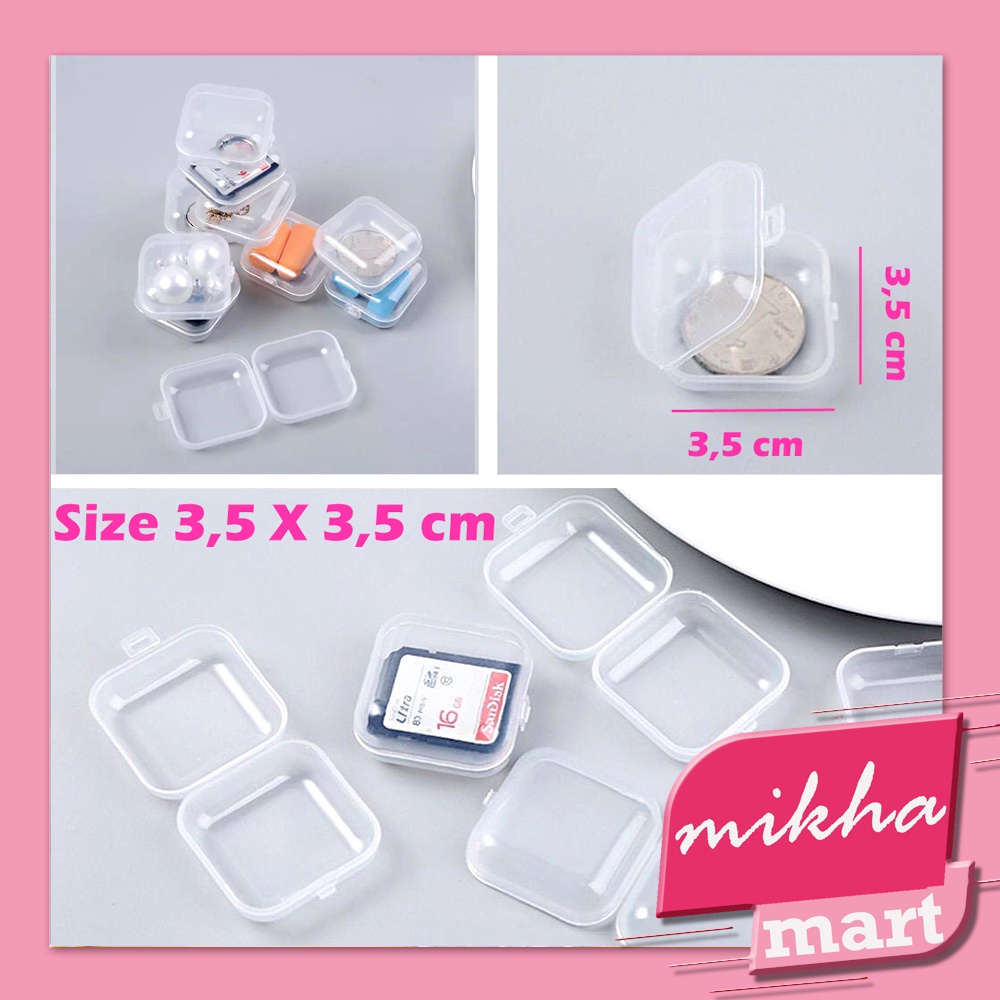 Kotak Penyimpanan Mini Bahan Plastik Ukuran 3.5x3.5cm Untuk Perhiasan/Kartu/Obat - MKM