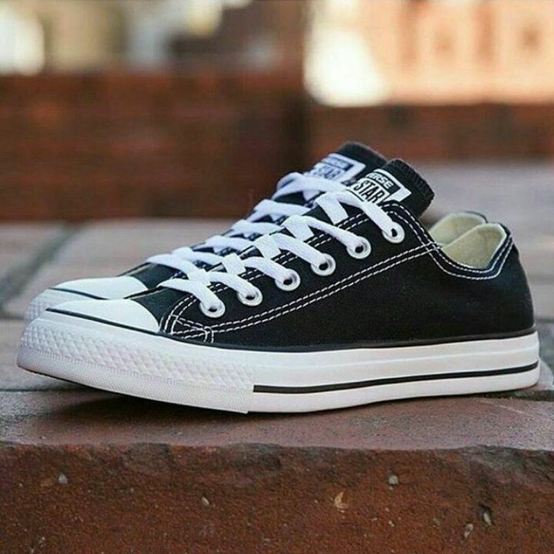 Sepatu Converse Allstar Classic Ox Black White Hitam Putih Import Vietnam Sekolah Kerja Kuliah Murah