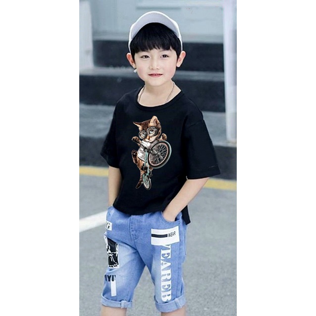 K_YA / KAOS ANAK LAKI LAKI / BAJU ATASAN ANAK / SEPEDA KUCING / Kaos Anak Laki-Laki Umur 1 Tahun Sam