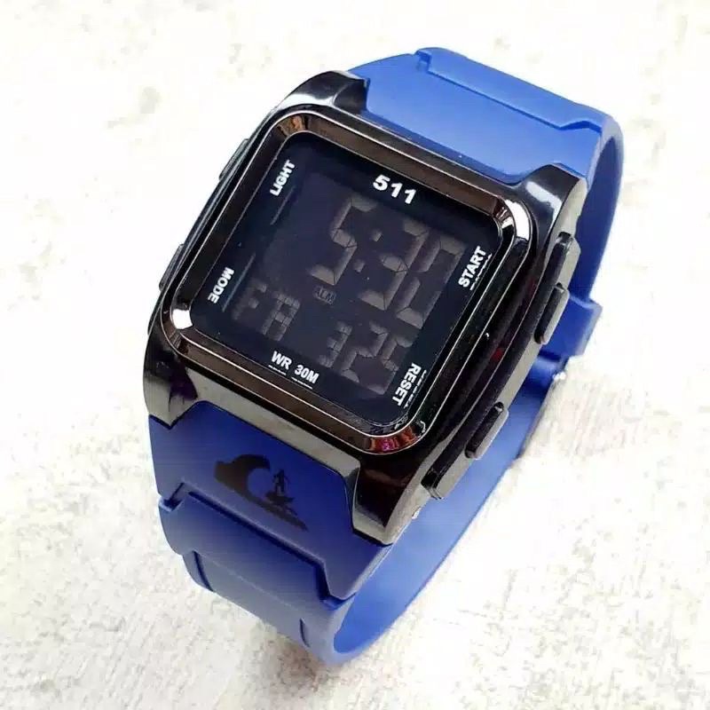 JAM TANGAN PRIA KEREN TERBARU 2021 ANTI AIR QUIKSILVER DRONE DIGITAL RUBBER QS-DRONE-QS 35 Tali Biru