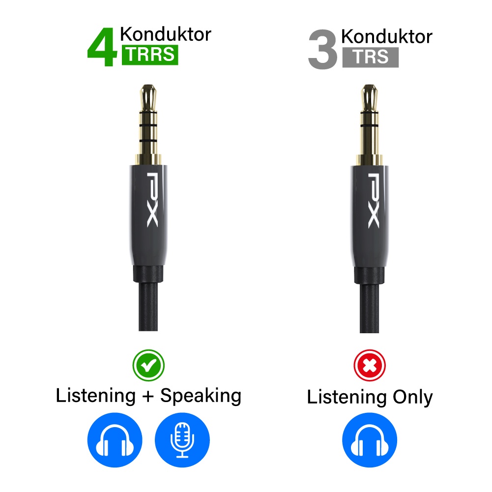 Kabel Aux Audio 3.5mm Male to Male Speaker 0.5 Meter PX CO-YP00105