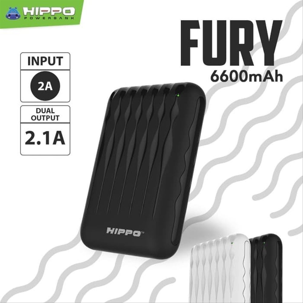 Hippo Power Bank Fury 6600MAH Simple Pack Powerbank 6600 MAh Original Ori Hipo