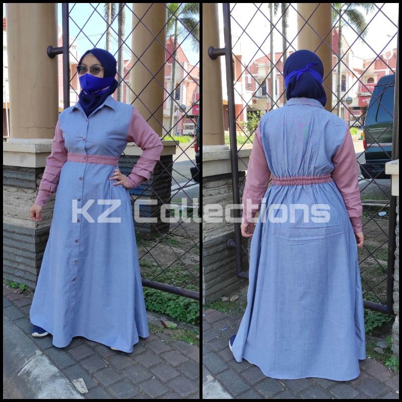 Gamis Oxford kombinasi