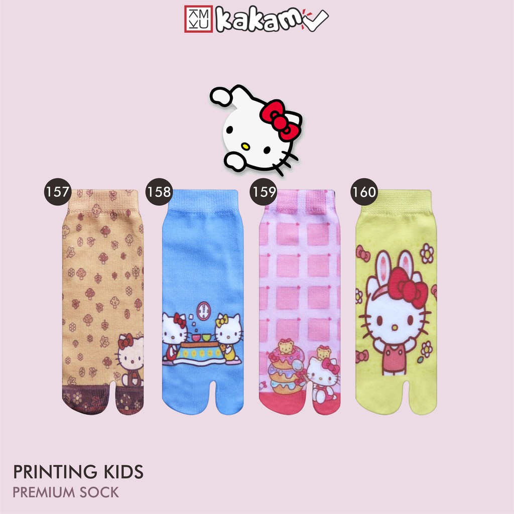 Kakamu Kaos Kaki Jempol Anak Printing Karakter  Paris, Larva, Winnie the pooh, Hello Kitty 8