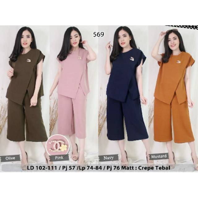 Setelan wanita Import Stelan polos 569 + bros chanel