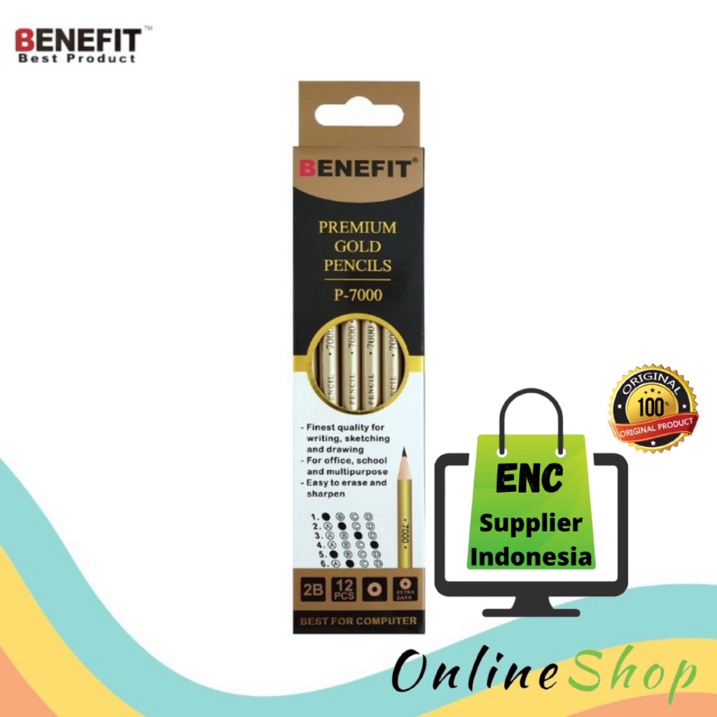 

benefit 6 buah Pensil 2B gold silver bisa di computer cover for computer premium per 6 pcs - enc.sup