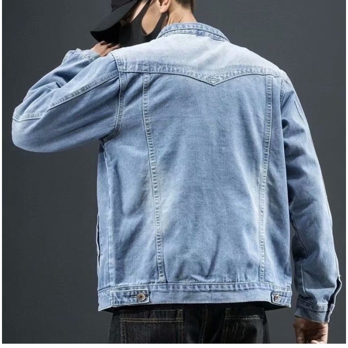 Jaket Jeans Pria Jaket Denim Pria Hangat untuk Musim Dingin