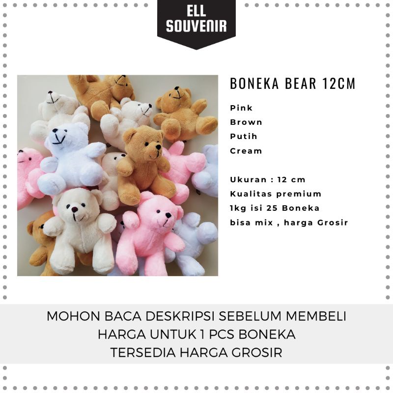 BONEKA BERUANG MINI KECIL 12CM / BONEKA BEAR MINI