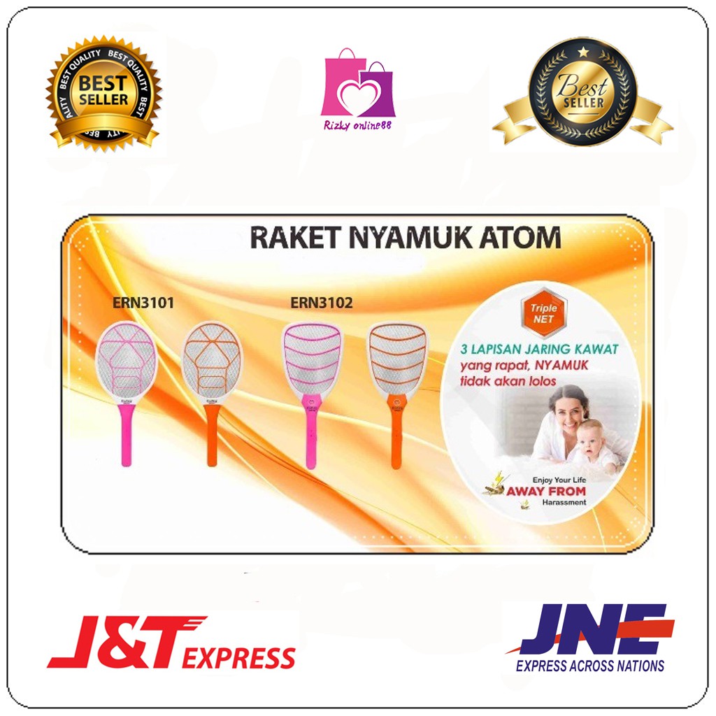 Rizkyonline88 raket nyamuk led rechargable / alat listrik pembasmi serangga nyamuk