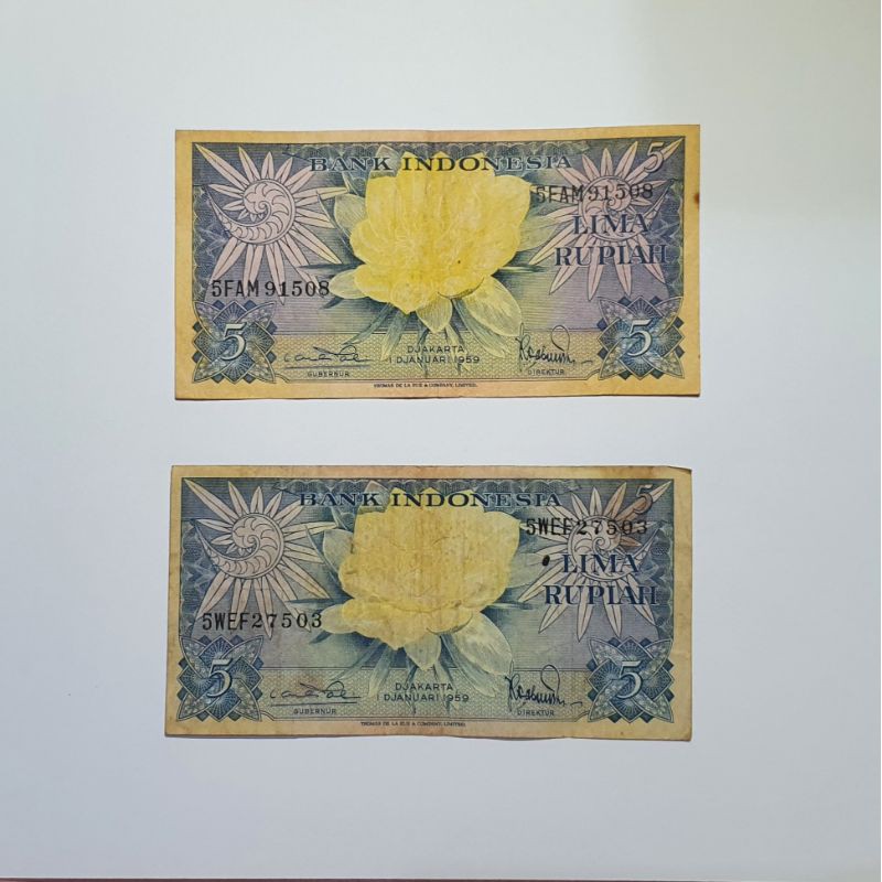 Uang kertas 5 (lima) Rupiah tahun 1959