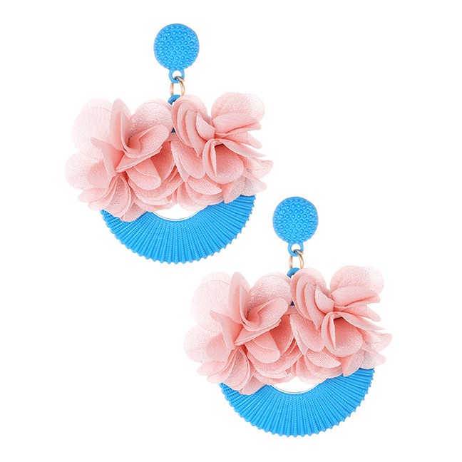 LRC Anting Tusuk Elegant Flowers Decorated Simple Earrings