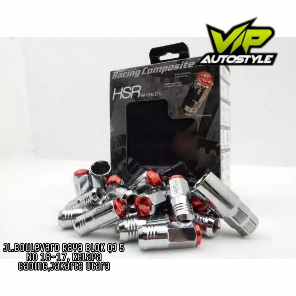 BAUT RODA HSR MERAH,BIRU,HITAM  / Baut Mur Racing Velg Mobil Murah Baut Original Hsr Panjang 5 CM
