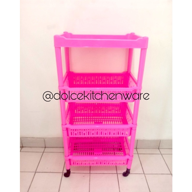 Rak Susun 3 Rak Salon Roda 4 Susun Roda Plastik PUP Mega Rack