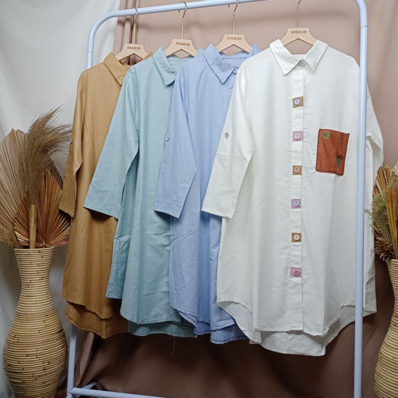 tunik gaby terbaru full kancing//tunik katun rami premium//tunik busui//tunik best seller